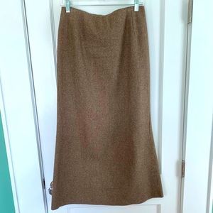 Jil Sander army green wool maxi skirt